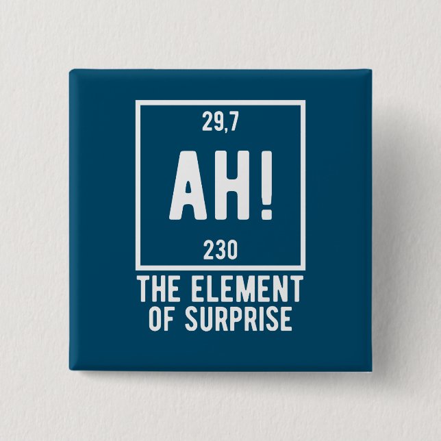 Ah! The Element of Surprise Funny Chemistry  2 Inch Square Button (Front)