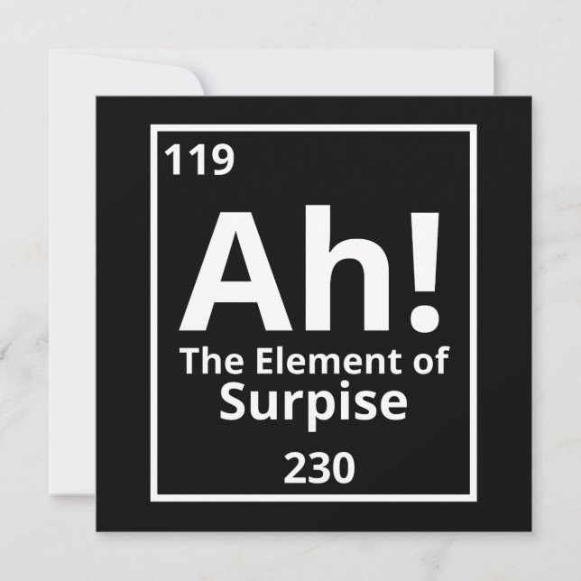 ah the element of surprise funny periodic table save the date (Front)