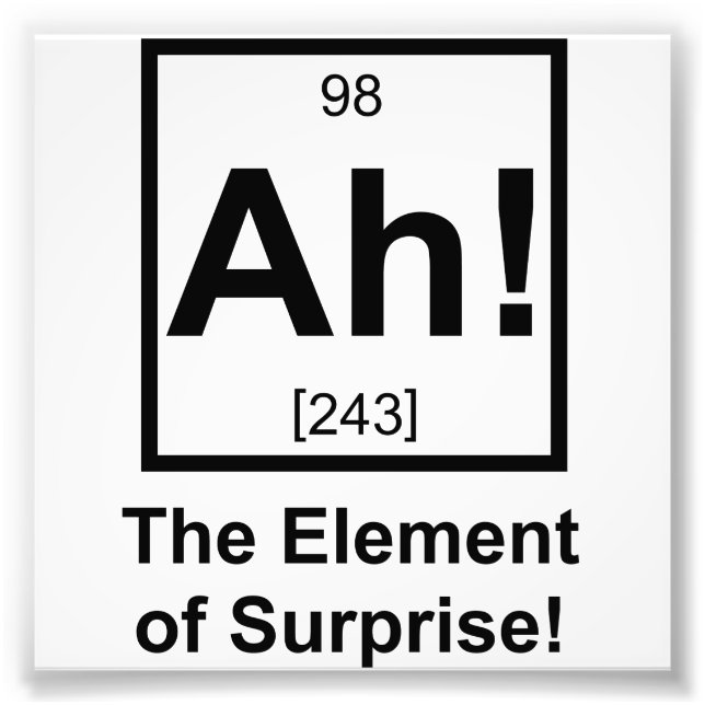 Ah the Element of Surprise Periodic Element Symbol Photo Print (Front)