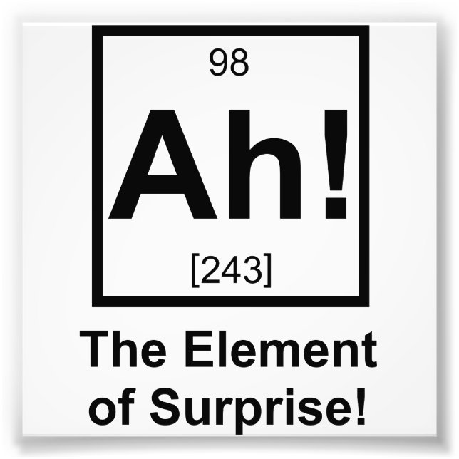Ah the Element of Surprise Periodic Element Symbol Photo Print (Front)