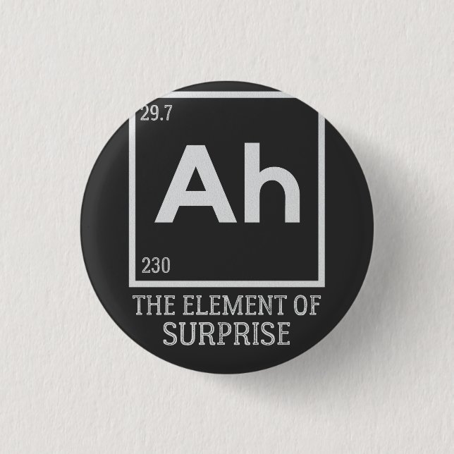 Ah the element of surprises 1 inch round button (Front)