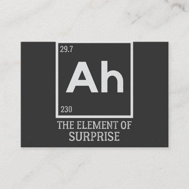 Ah the element of surprises business card (Front)