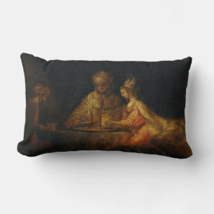Ahasuerus Haman Esther Rembrandt Biblical Baroque Lumbar Pillow