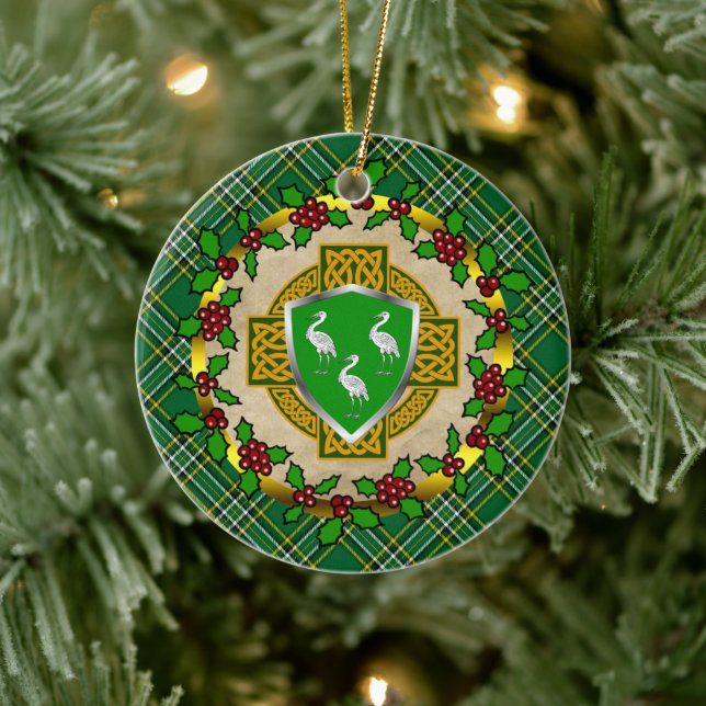 Ahearne Celtic Cross Personalized Christmas Ceramic Ornament (Tree)