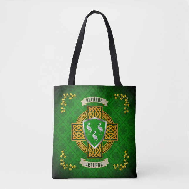 Ahearne Irish Shield & Celtic Cross Personalized   Tote Bag (Front)