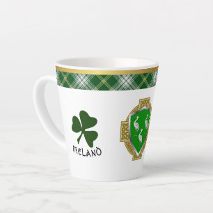 Ahearne Irish Shield & Tartan Personalized Latte Mug