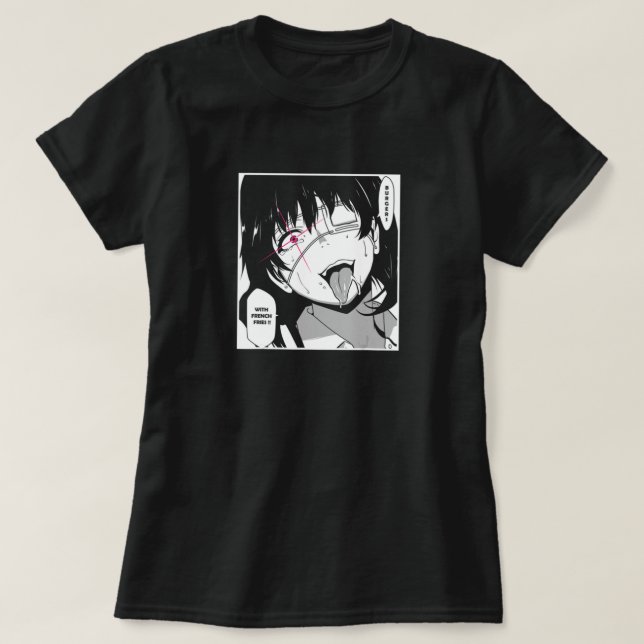 Ahegao T Shirt nurse costume face Anime Funny (Design Front)