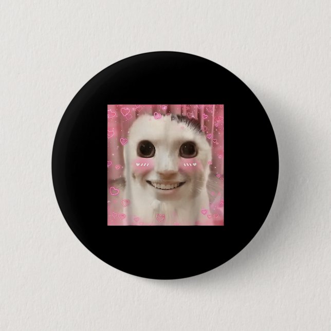 Ahh Cat Meme Dank Cursed Weirore Funny Dank Meme  2 Inch Round Button (Front)