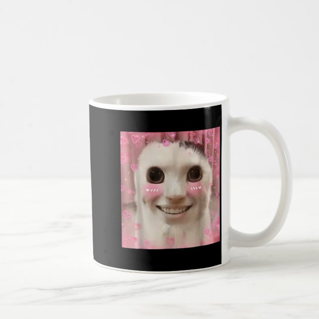 Ahh Cat Meme Dank Cursed Weirore Funny Dank Meme  Coffee Mug (Right)