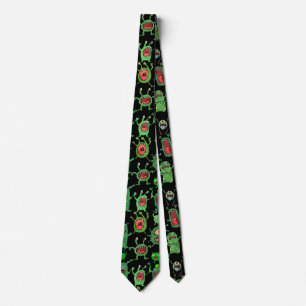 Ahhhhh pattern of Aliens x4 Black BG Tie
