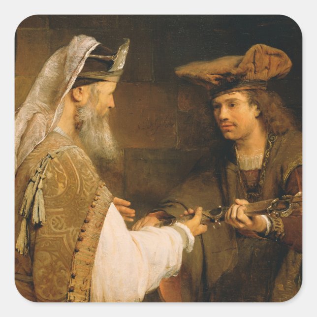 Ahimelech giving the sword of Goliath to David Square Sticker (Front)
