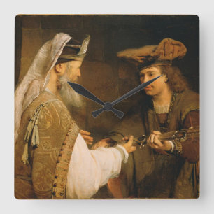Ahimelech giving the sword of Goliath to David Square Wall Clock