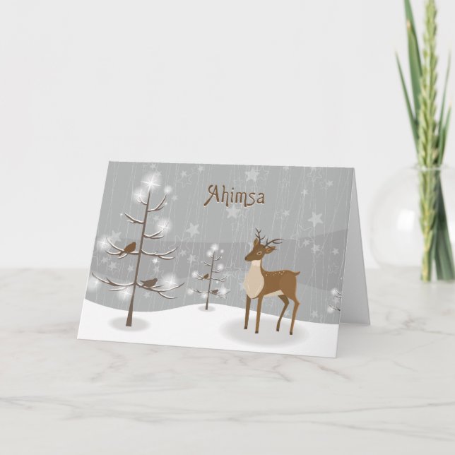Ahimsa Holiday Reindeer Card (Front)