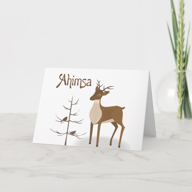 Ahimsa Holiday Reindeer Card (Front)