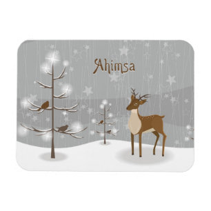 Ahimsa Holiday Reindeer Magnet