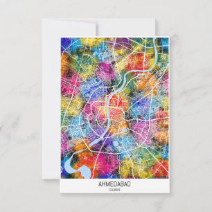 Ahmedabad Gujarat City Map Thank You Card