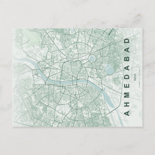 Ahmedabad India City Map Minimal Design Postcard