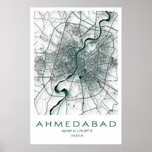 Ahmedabad Map Poster   Gujarat   India
