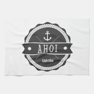 Ahoi Captain Badge with anchor Kitchen Towel