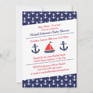 Ahoy Anchors Baby Shower - Invitation