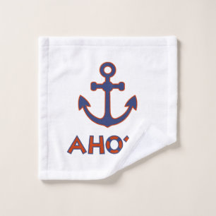 AHOY! Buoy + Anchor Design Red+Blue Bath Towel Set