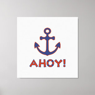 AHOY! Buoy + Anchor Design Red+Blue Canvas Print