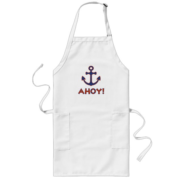 AHOY! Buoy + Anchor Design Red+Blue Long Apron (Front)