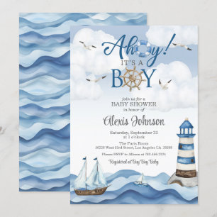 Ahoy c'est un Baby shower garçon Invitation