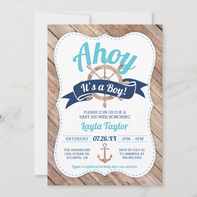 Ahoy C'est un Baby shower garçon Invitation (Devant)