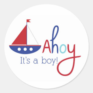 Ahoy c'est un garçon ! Autocollant de baby shower 