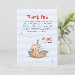 Ahoy C'Est Un Garçon Baby shower Carte de remercie
