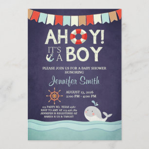 Ahoy C'est un garçon Douche Invitation Océan Nauti