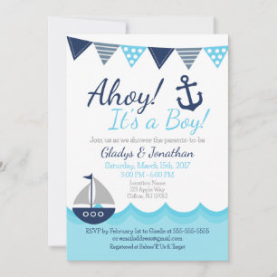 Ahoy ! C'est un garçon Invitation à une baby showe