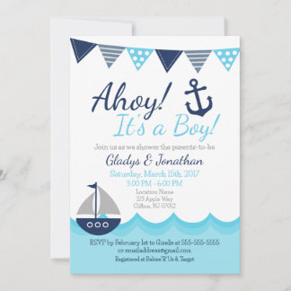 Ahoy ! C'est un garçon Invitation à une baby showe