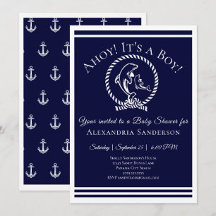 Ahoy c'est un garçon ! Invitation Baby shower naut