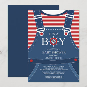 Ahoy C'est un garçon ! Invitation Baby shower naut