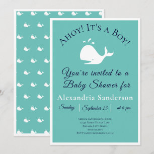 Ahoy c'est un garçon ! Invitation Baby shower naut