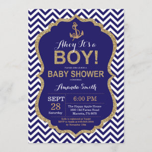 Ahoy c'est un garçon ! Invitation Baby shower naut
