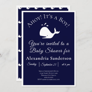 Ahoy c'est un garçon ! Invitation Baby shower naut