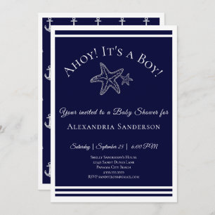 Ahoy c'est un garçon ! Invitation Baby shower naut