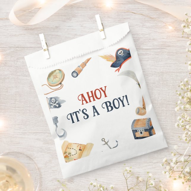 Ahoy C'est un garçon Pirate Baby shower Favor Sacs (Coupé)