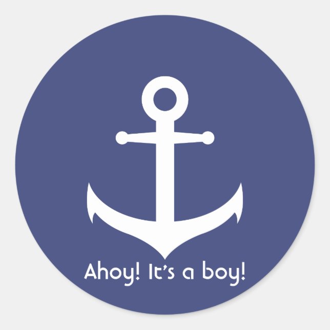 Ahoy ! C'est un garçon ! Sticker Baby shower nauti (Devant)