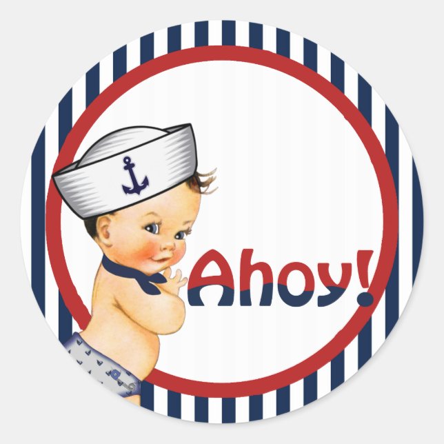 Ahoy C'est un Sticker Baby shower garçon (Devant)