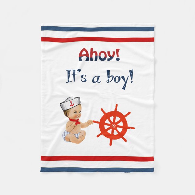 Ahoy C'est une couverture en polaire garçon (Devant)
