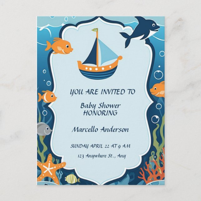 "Ahoy ! C'est une invitation de Baby shower de gar (Devant)