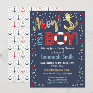 Ahoy c'est une invitation pour Baby showers
