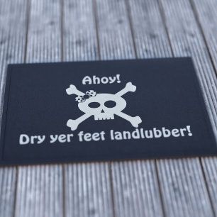 Ahoy Cute Pirate Skull Landlubbers Welcome Doormat