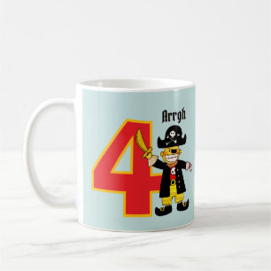 Ahoy Four Cute Pirate Boy 4th Birthday Coffee Mug