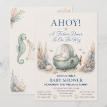 AHOY! Future Diver Baby Shower Invite w/ Bassinet