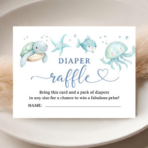 Ahoy it' a Boy Baby Shower Boy Blue Diaper Raffle Enclosure Card
